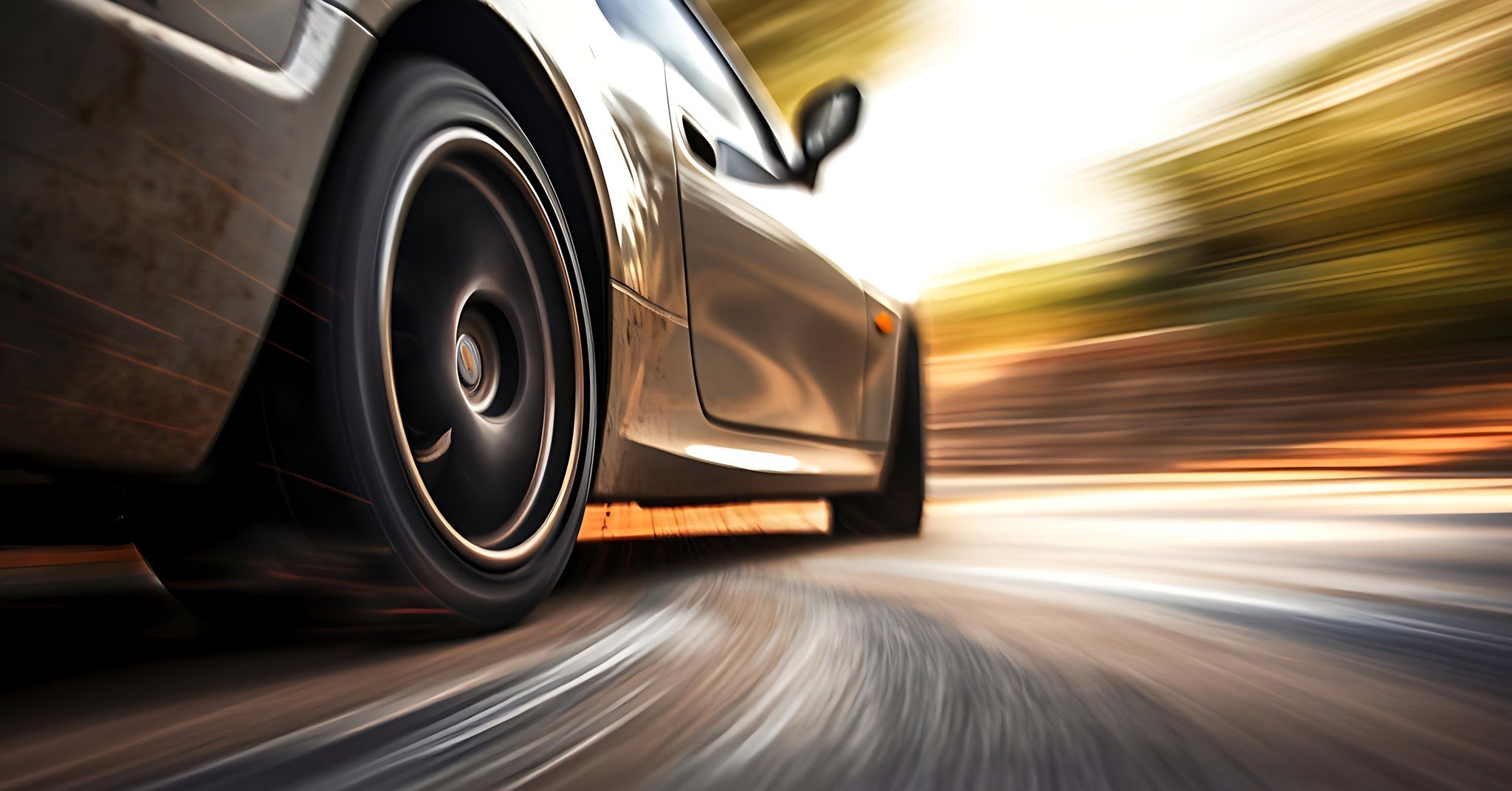 Voiture de sport en pleine acceleration sur route illustrant la mesure des performances moteur
