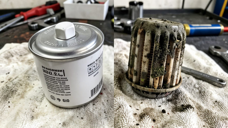 Comparatif entre un filtre a carburant neuf et un modele usage pour diagnostic auto