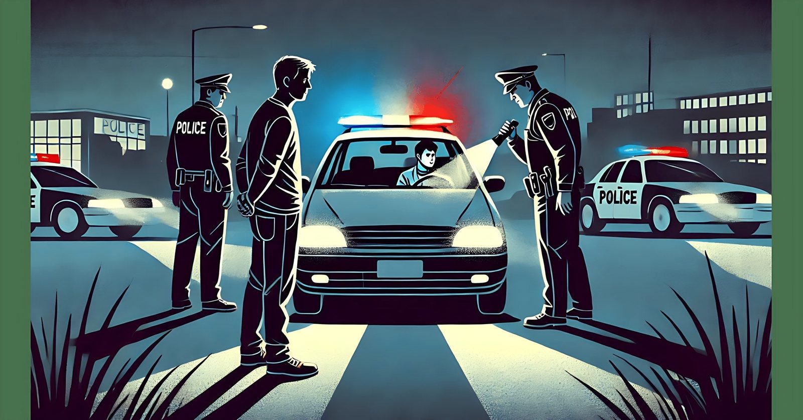 Controle routier de nuit avec depistage salivaire de stupefiants par les forces de l ordre
