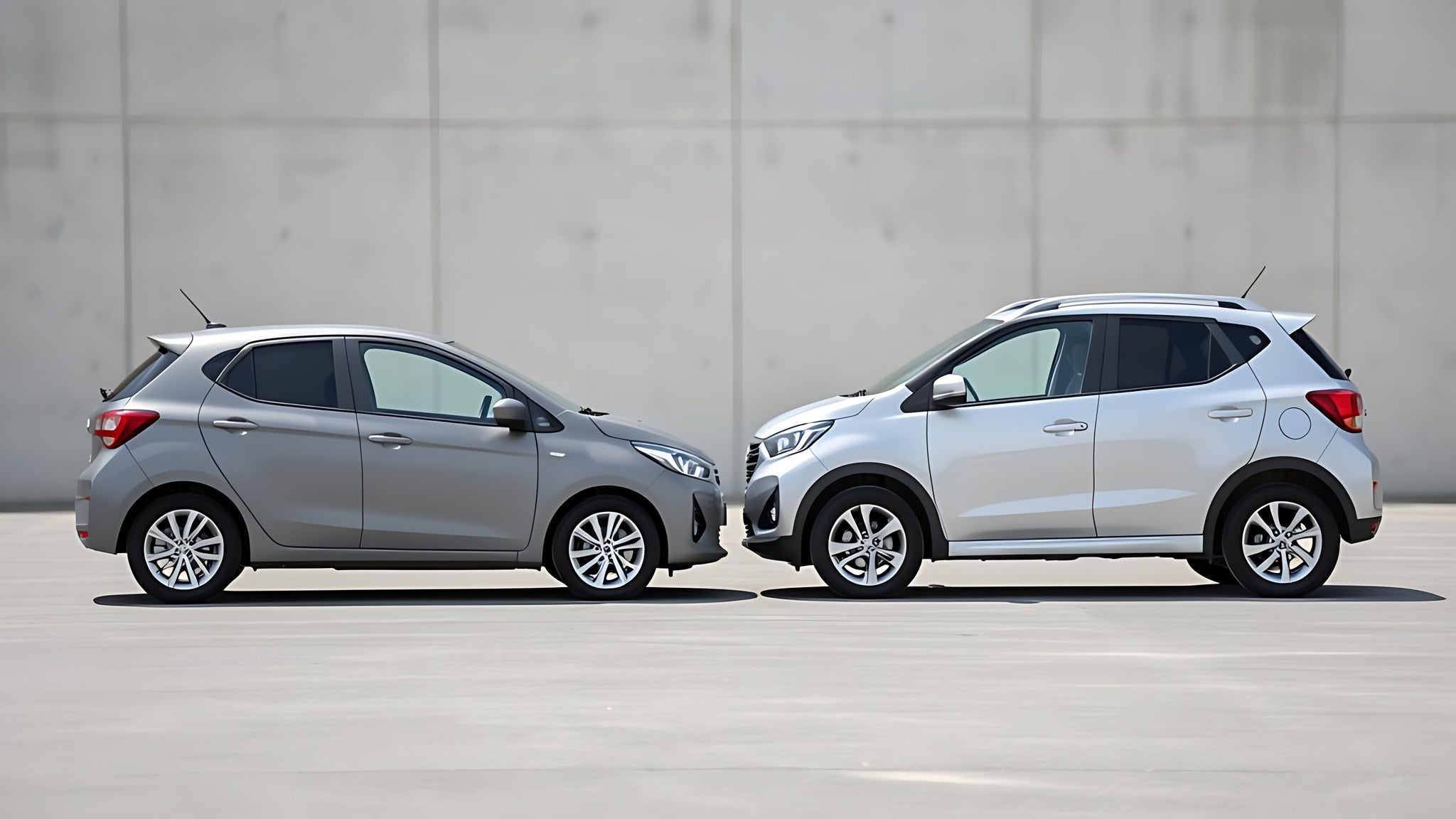 Deux voitures d occasion garees cote a cote sur un parking avant le choix d un modele adapte