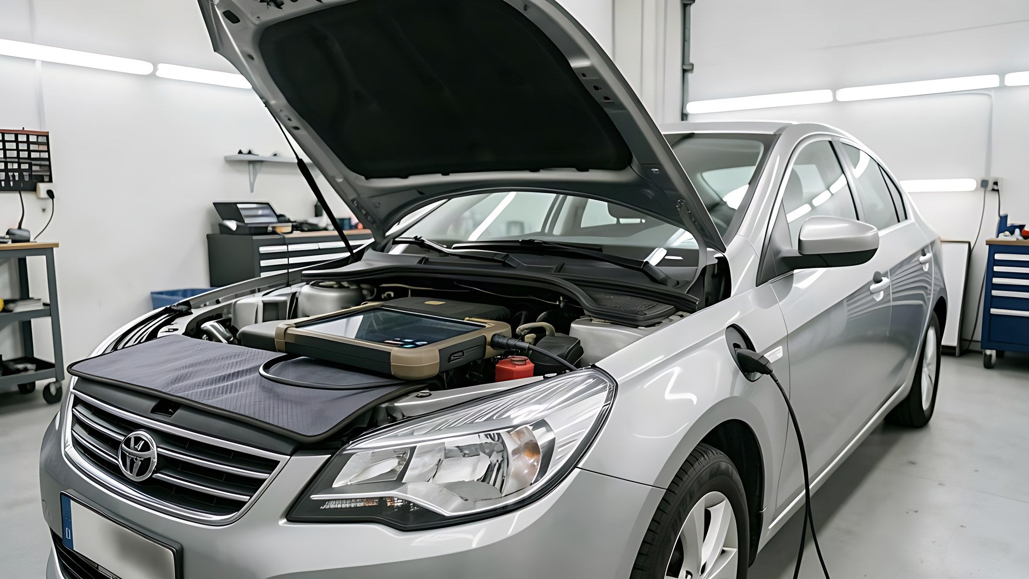 Diagnostic des familles de codes défaut OBD sur une berline en atelier avec valise multimarque