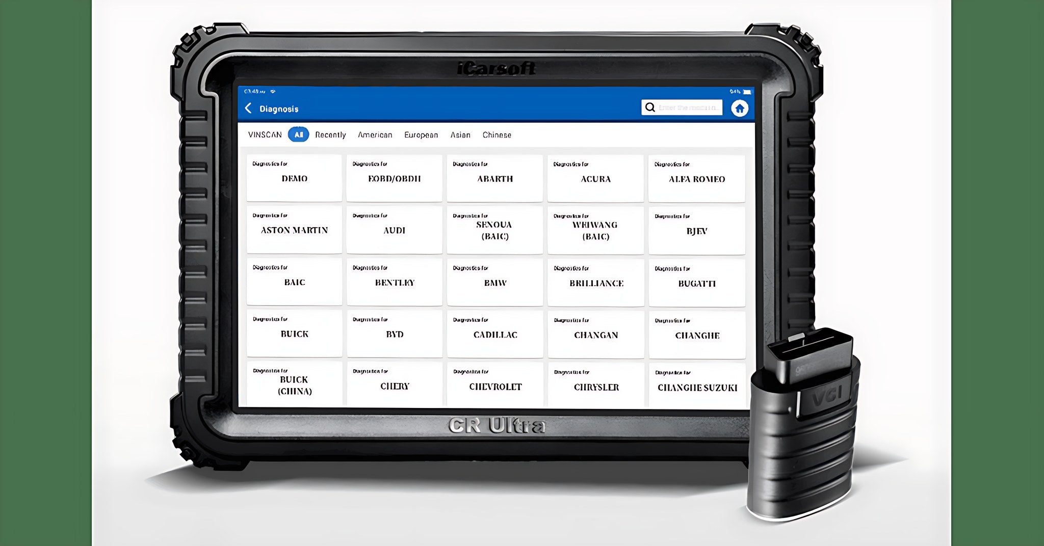 Tablette de diagnostic multimarque professionnelle iCarsoft CR Ultra avec son module VCI sans fil