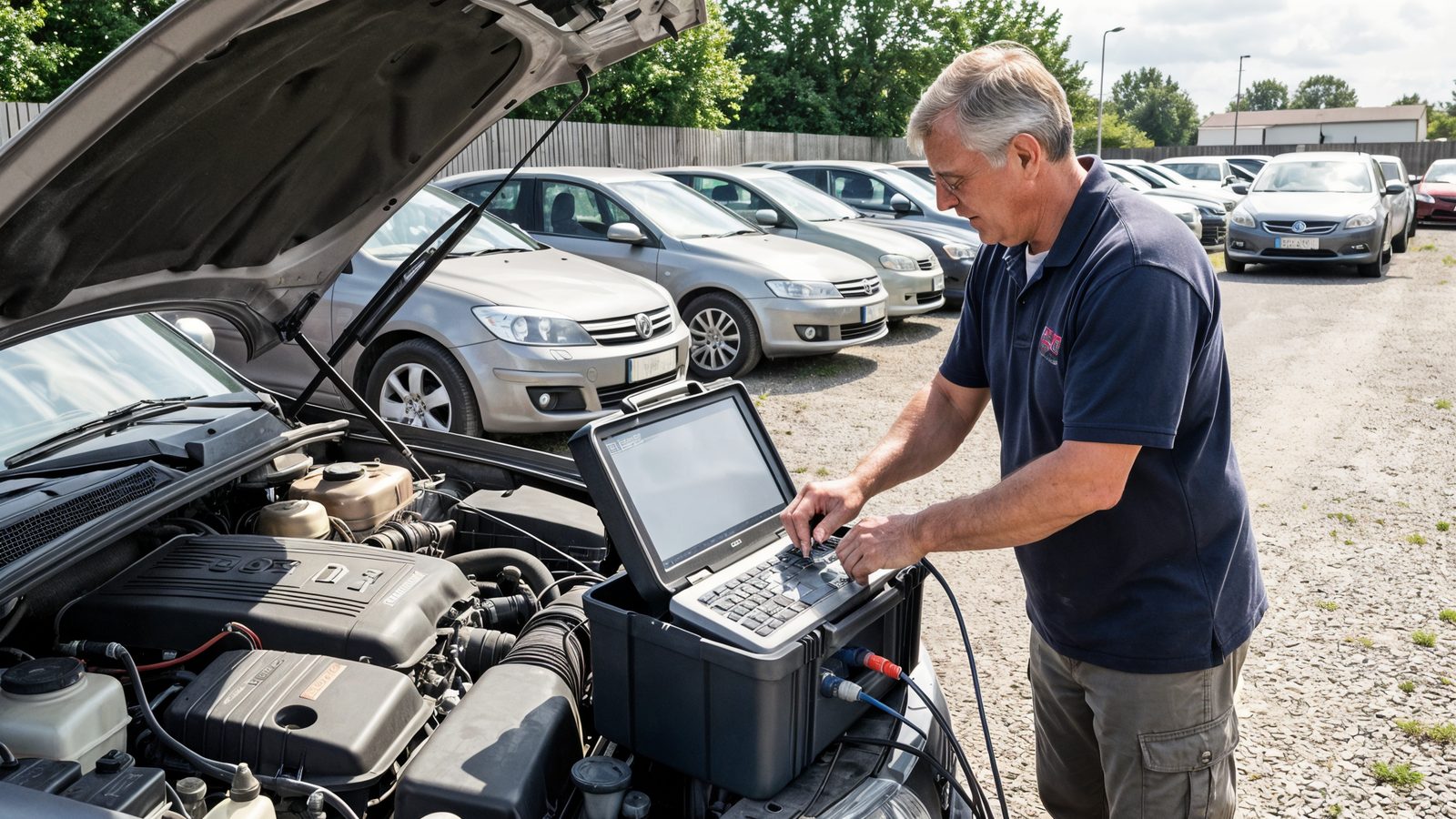 Alignement de voitures d occasion sur un parc automobile avant diagnostic