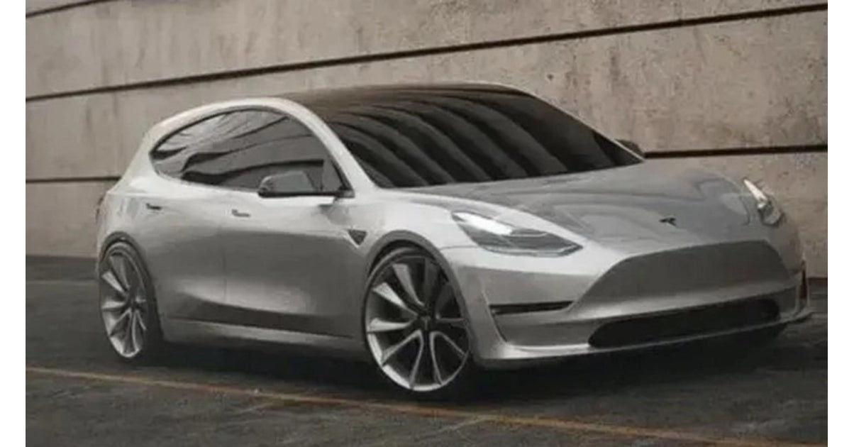 Prototype en 3D de la future Tesla Model Q grise au design compact et sportif