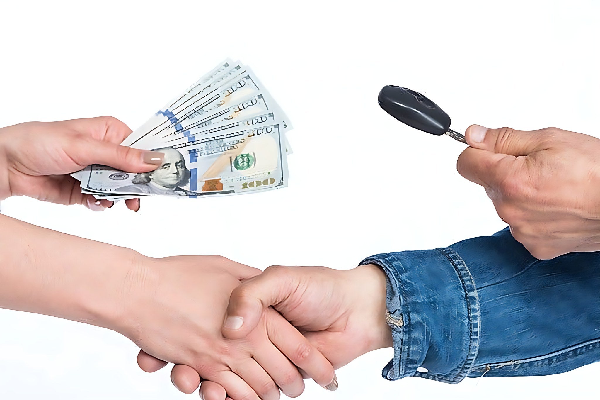 Transaction pour vendre sa voiture d occasion avec billets de banque et cles