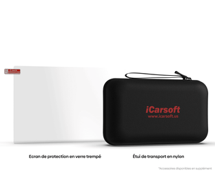 Ecran de protection en verre trempe et etui de transport en nylon pour valise iCarsoft CR Ultra P