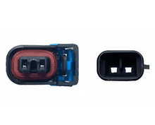 Vue de face et profil dun connecteur Delphi 2 broches étanche pour diagnostic automobile