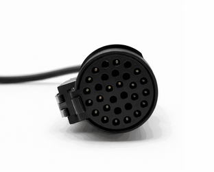Adaptateur Iveco Trucks 30 broches de diagnostic avec fiche circulaire noire et connecteurs dorés