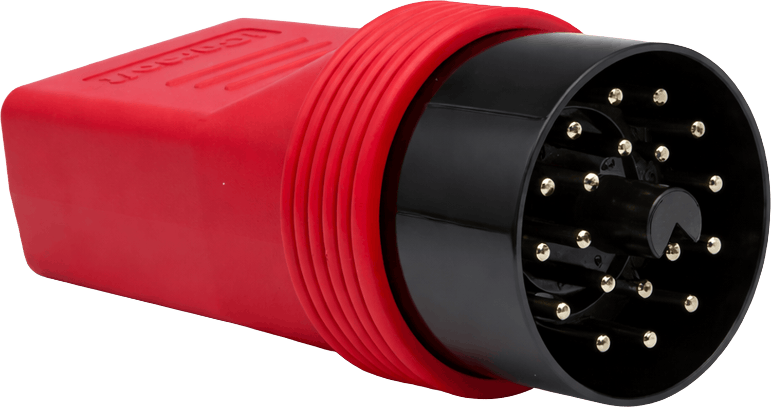 Adaptateur OBD2 rouge et noir iCarsoft France pour le diagnostic automobile
