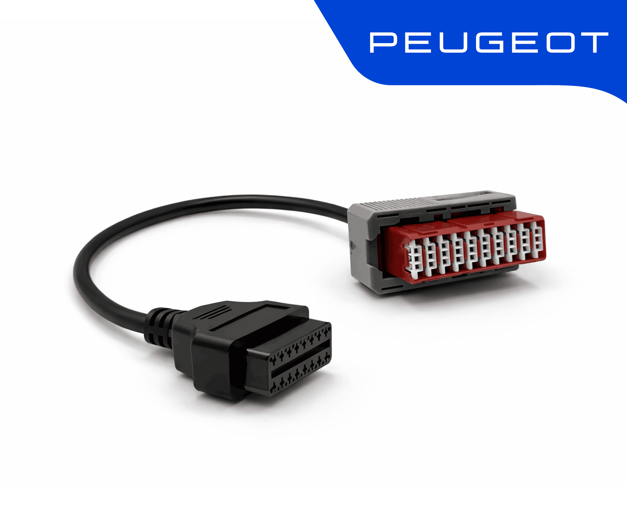 Adaptateur de diagnostic OBD2 Peugeot 30 broches noir et rouge pour valise iCarsoft