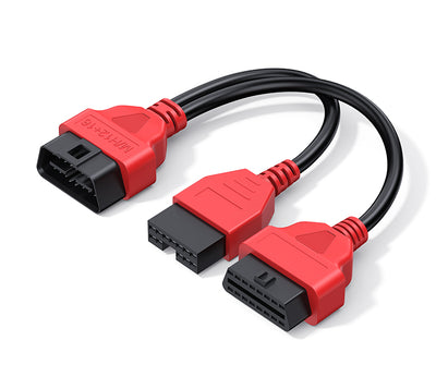 Adaptateur OBD2 rouge et noir MH-12+16 pour valise de diagnostic iCarsoft CR Eagle