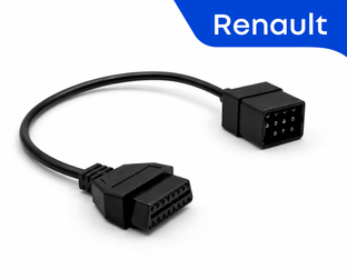 Adaptateur de diagnostic OBD2 12 broches noir pour véhicules Renault