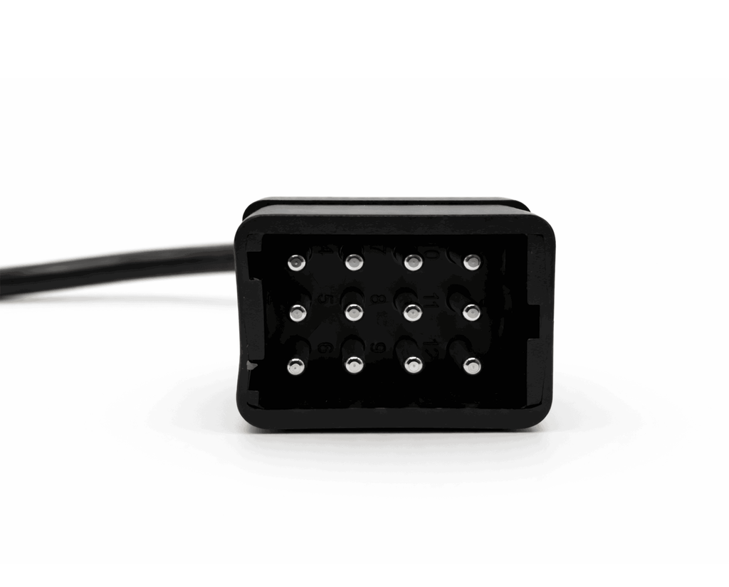 Gros plan sur la prise noire à 12 broches d un adaptateur de diagnostic automobile Renault