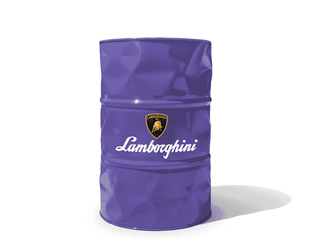 Baril decoratif violet de style industriel avec le logo de la marque automobile Lamborghini
