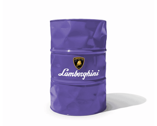 Baril decoratif violet orne du logo officiel Lamborghini pour deco de garage