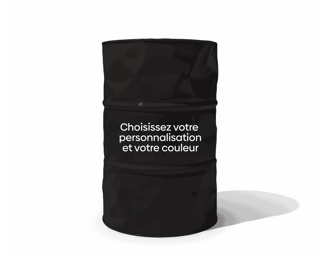 Baril decoratif noir personnalisable pour amenagement de garage ou atelier automobile