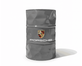 Baril decoratif gris de marque Porsche parfait pour decorer un atelier de diagnostic auto