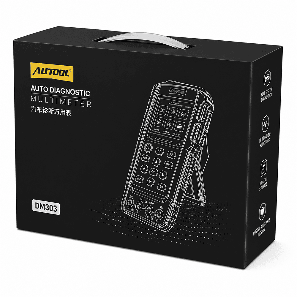 Boîte d'emballage noire du multimètre de diagnostic automobile Autool DM303