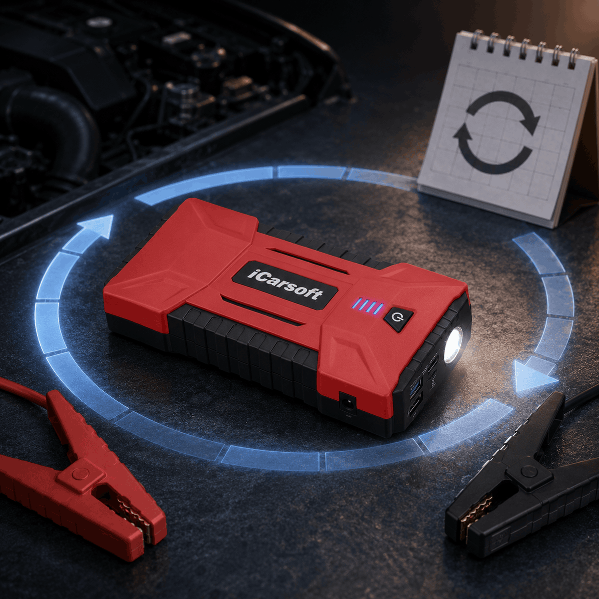 Booster de batterie et chargeur autonome iCarsoft JS V30 avec pinces de démarrage
