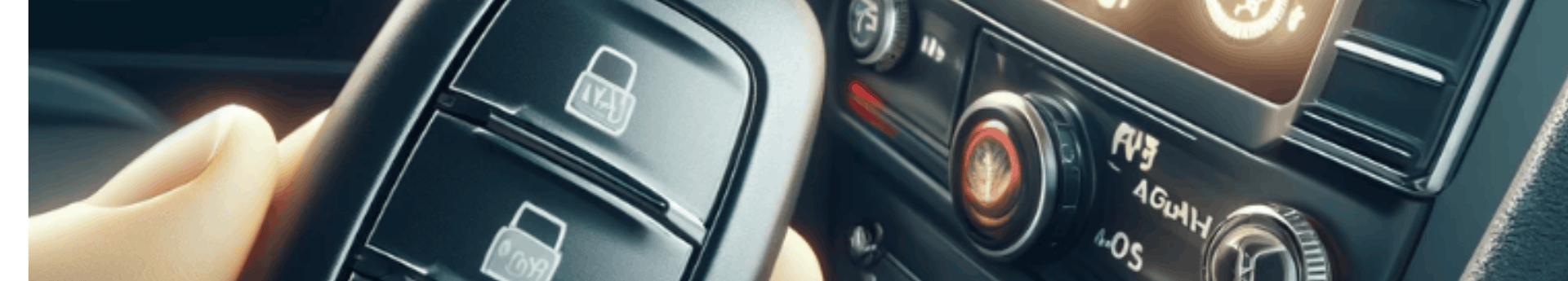 Gros plan sur un bouton de verrouillage de clé de voiture et le tableau de bord