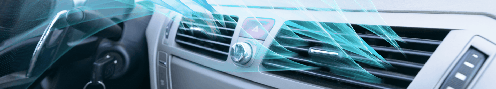Visualisation de l'air frais sortant des bouches de climatisation d'une voiture