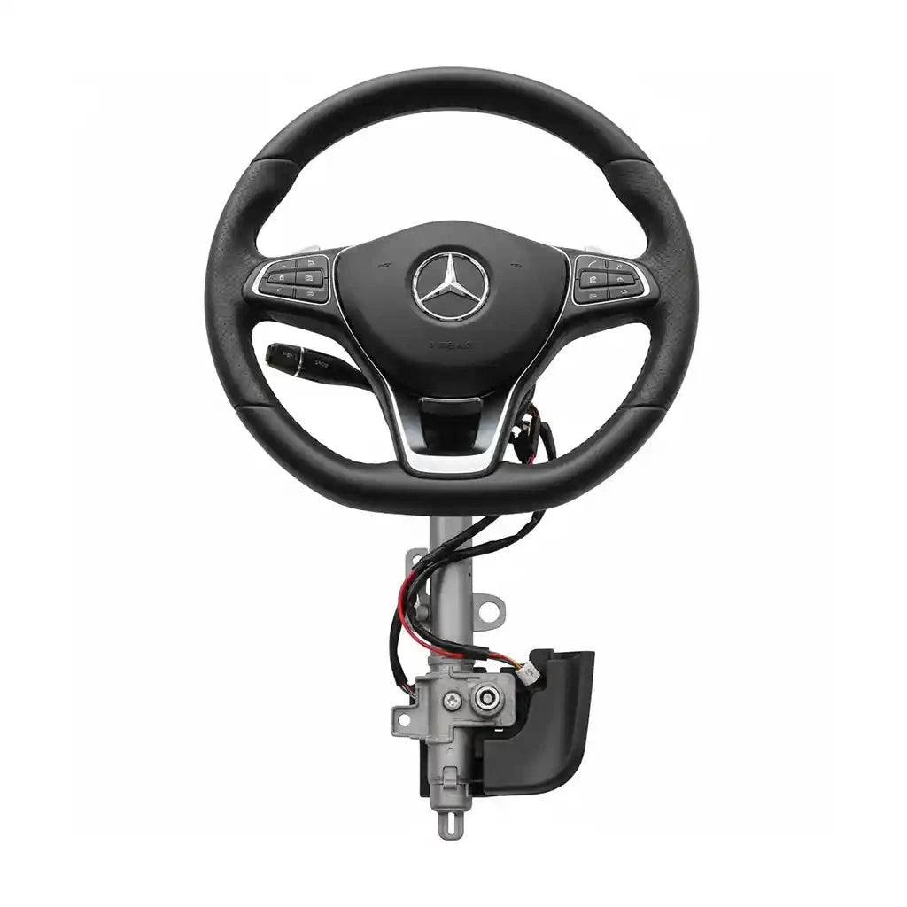 Colonne de direction automobile complete avec volant Mercedes et commandes
