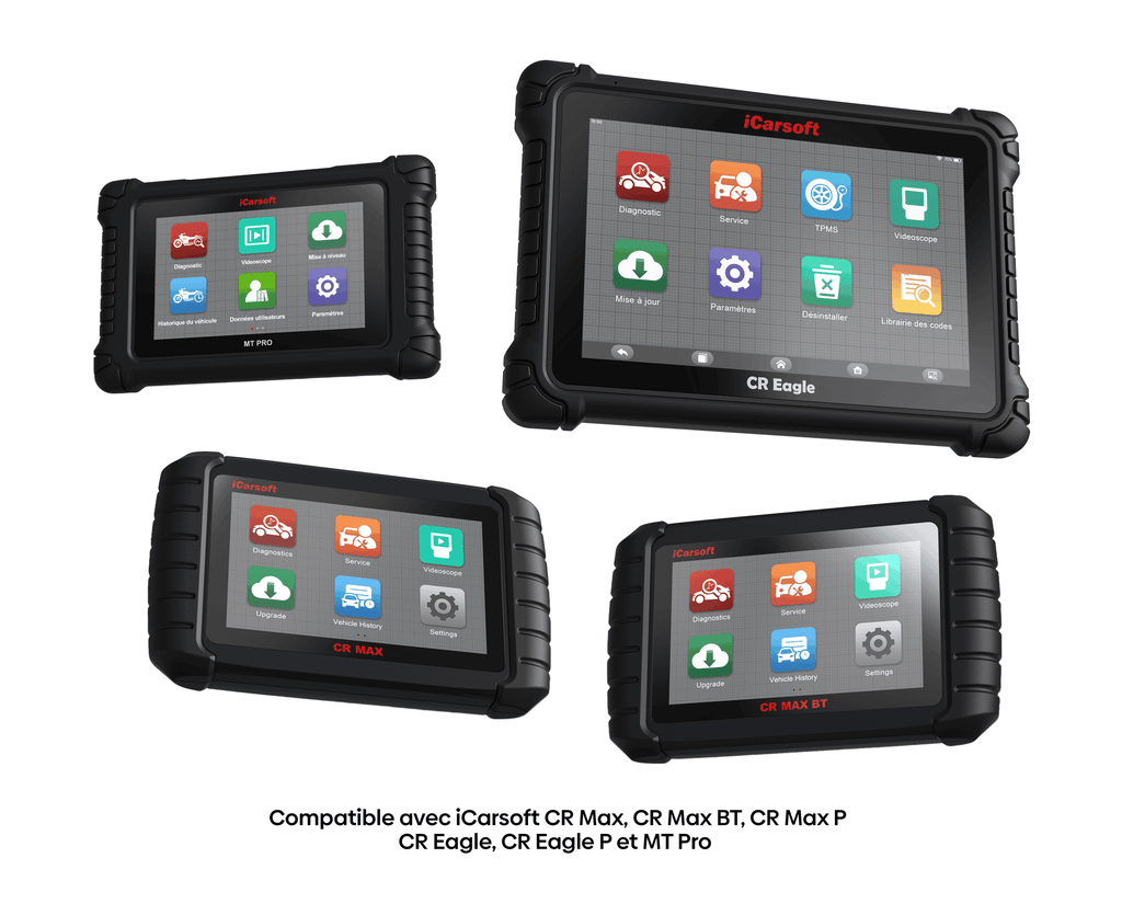 Tablettes de diagnostic auto et moto iCarsoft CR Max, CR Eagle et MT Pro