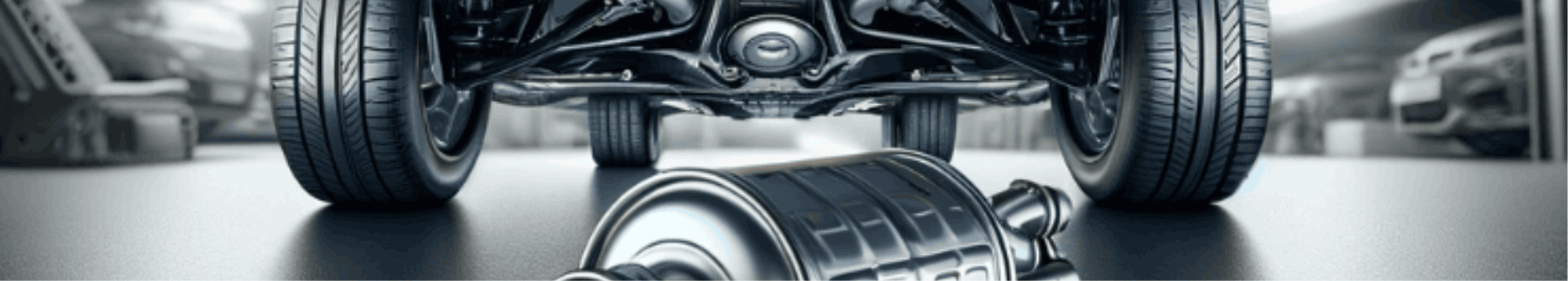 Filtre a particules neuf depose au sol sous le chassis d une voiture