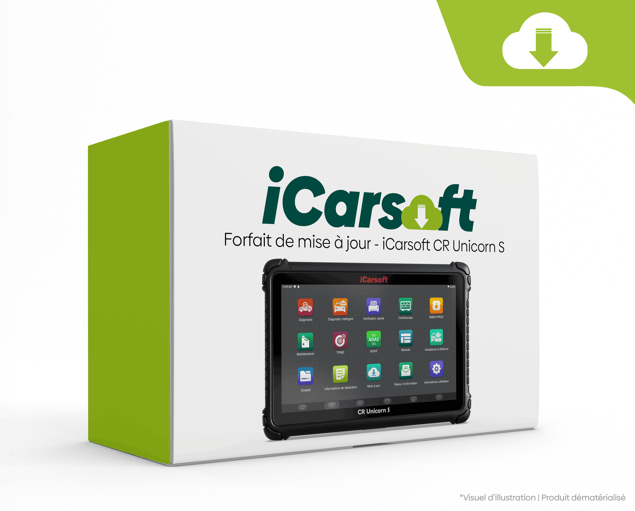 Boîte virtuelle du forfait de mise à jour pour la valise de diagnostic iCarsoft CR Unicorn S