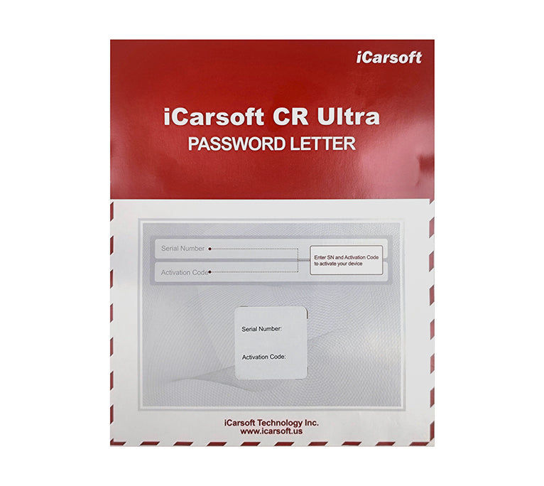 Enveloppe contenant la lettre de mot de passe et d activation pour valise de diagnostic iCarsoft