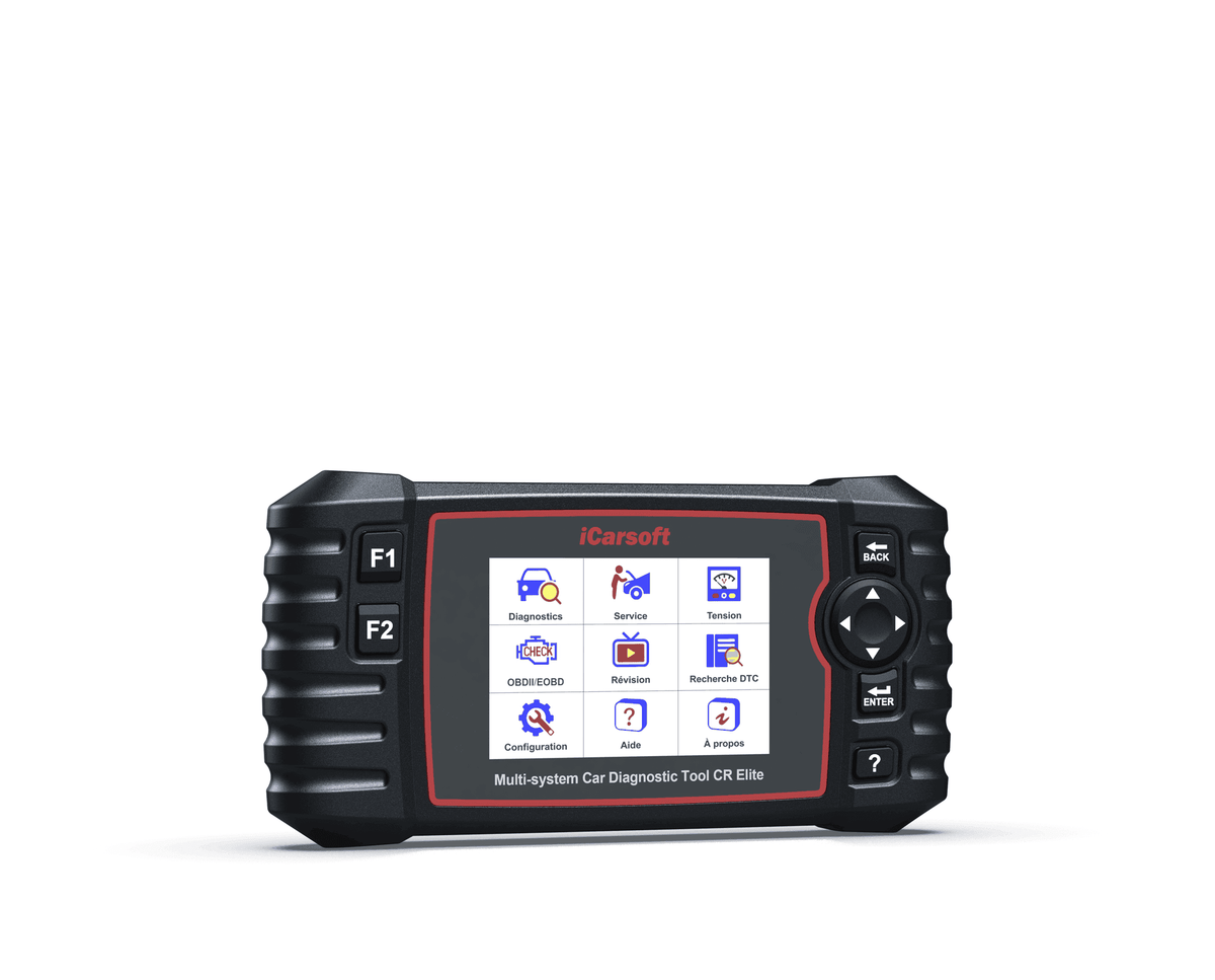 Valise de diagnostic multimarque iCarsoft CR Elite avec écran couleur et boutons de navigation