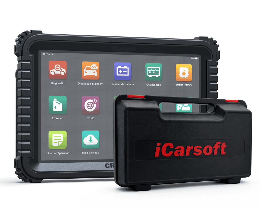 Valise de diagnostic multimarque iCarsoft CR Ultra avec sa mallette de transport