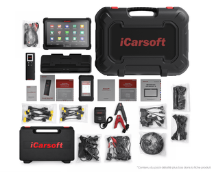 Pack complet de la valise de diagnostic multimarque iCarsoft CR Unicorn S avec tous ses accessoires