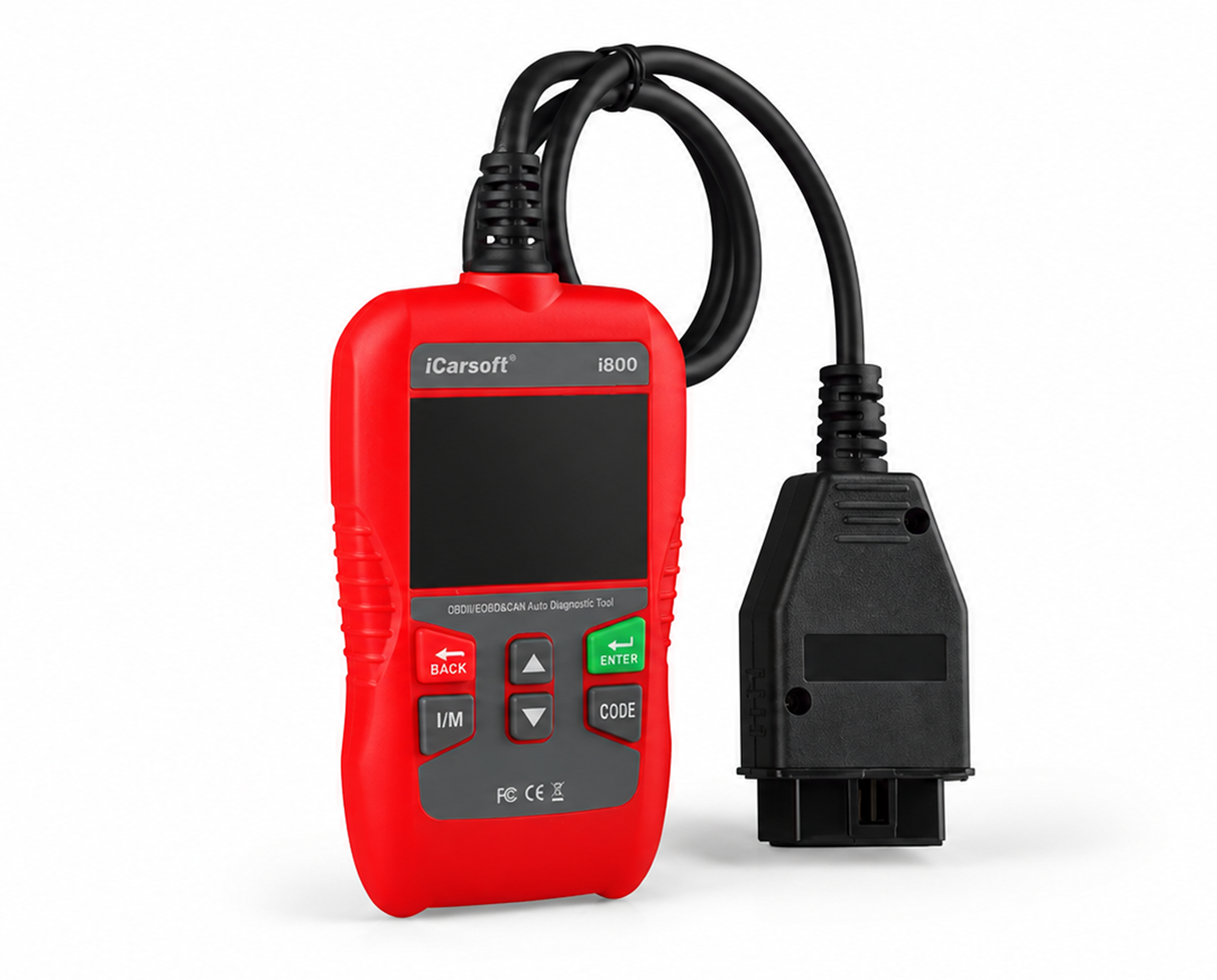 Valise de diagnostic multimarque iCarsoft i800 rouge avec son cable OBD2