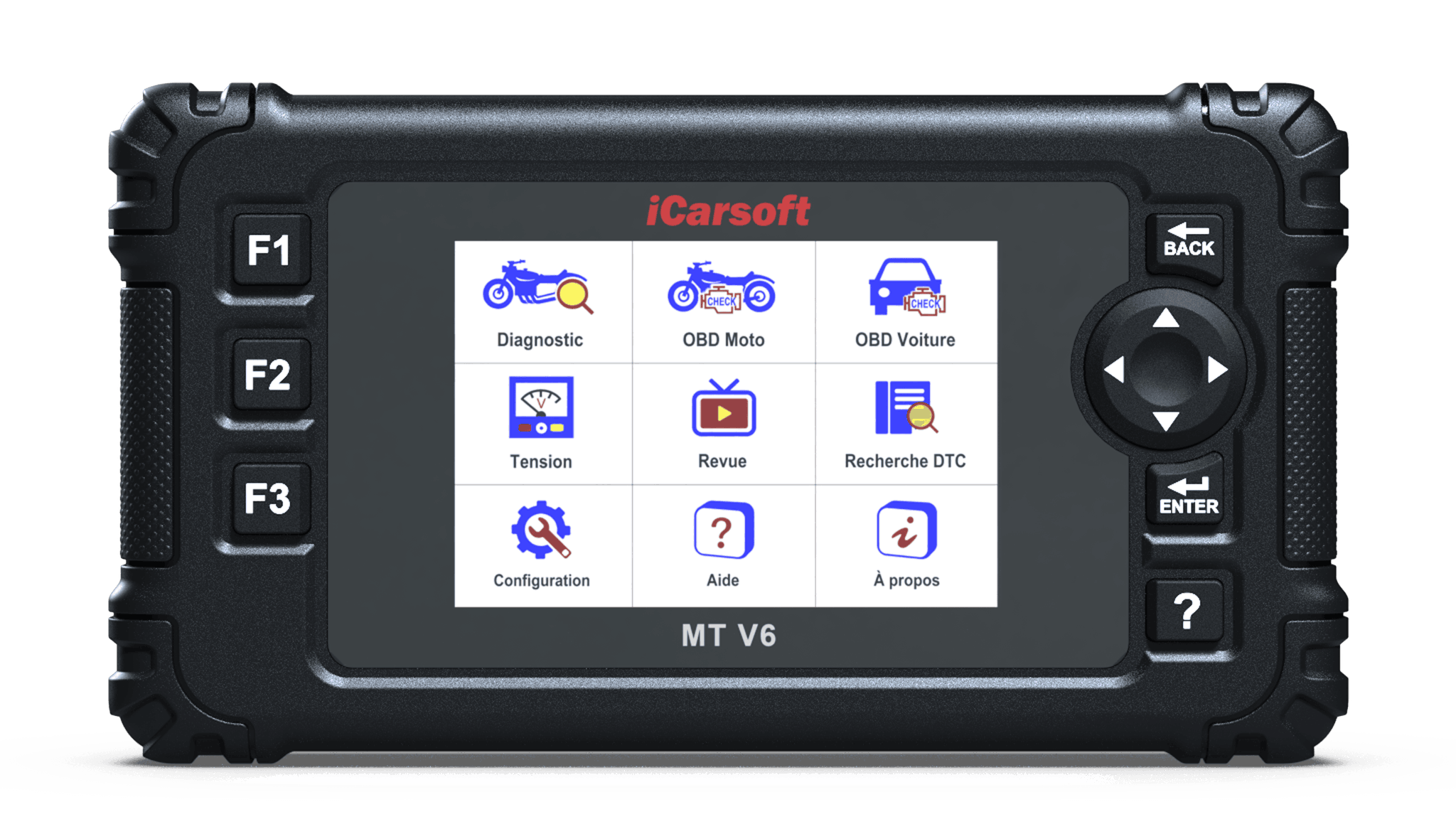 Boîtier de diagnostic moto iCarsoft MT V6 avec interface tactile en français