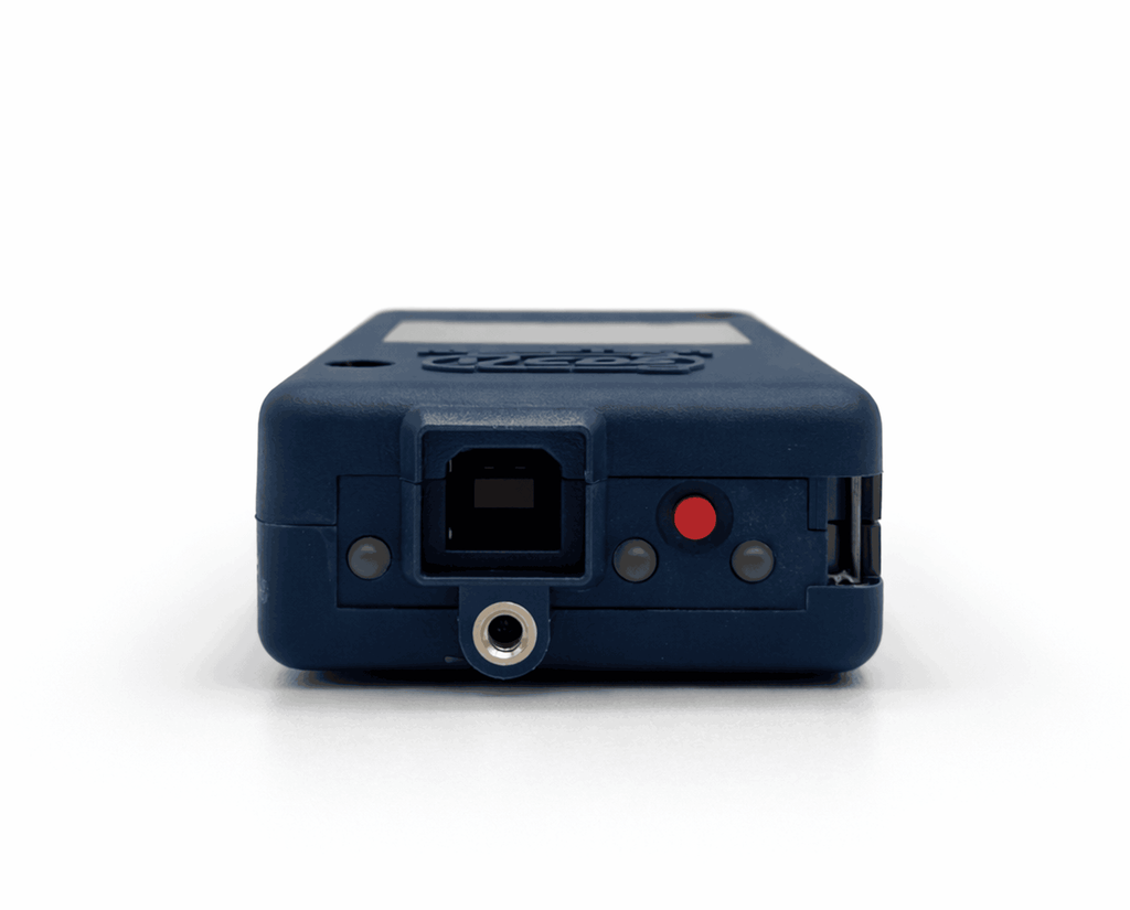 Vue arrière de l interface de diagnostic VCDS Ross Tech HEX V2 Pro avec ses connecteurs et voyants