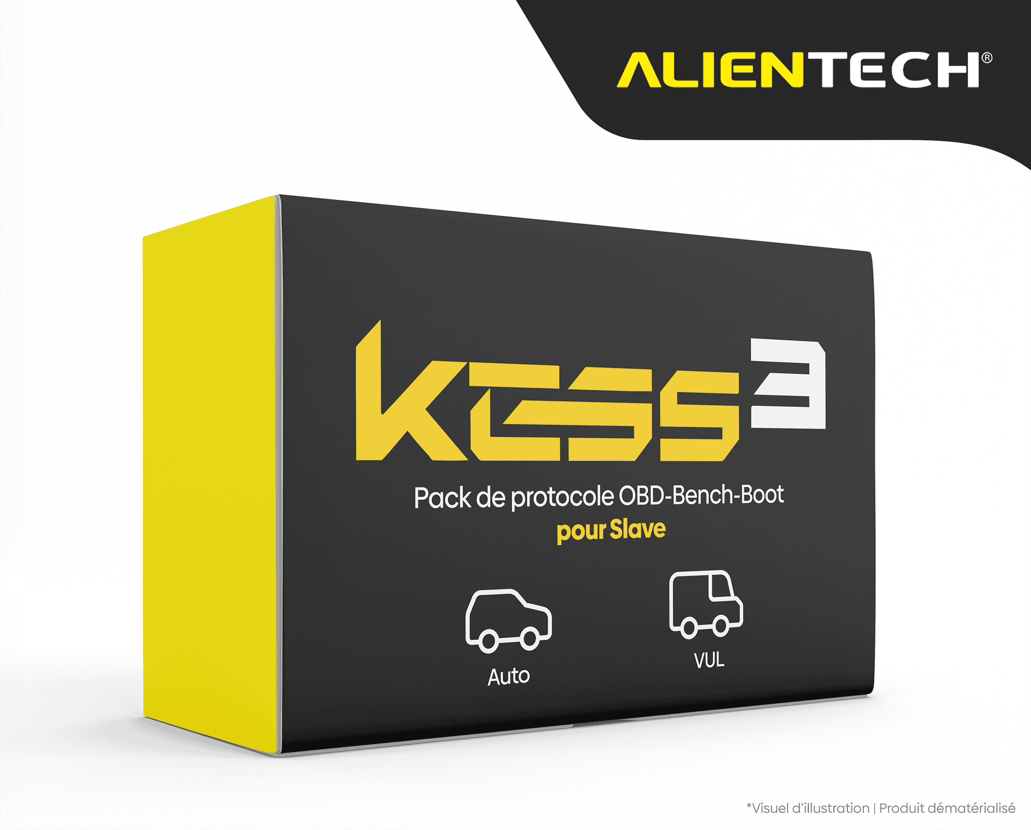 Boite du protocole Alientech KESS3 OBD Bench Boot en version Slave pour auto et VUL