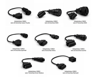 Ensemble de huit câbles adaptateurs OBD2 pour le diagnostic de camions et poids lourds