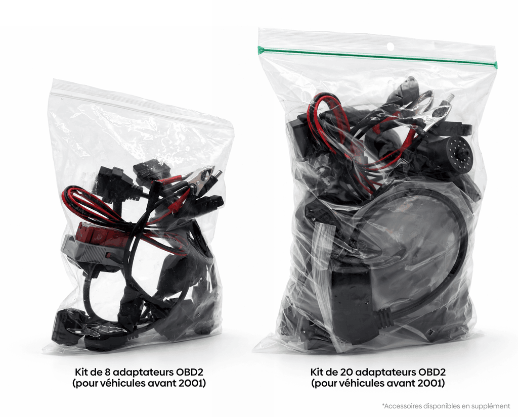 Kits de 8 et 20 adaptateurs OBD2 iCarsoft pour diagnostic de véhicules anciens