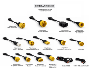 Kit complet de câbles et adaptateurs OBD pour diagnostic poids lourds iCarsoft