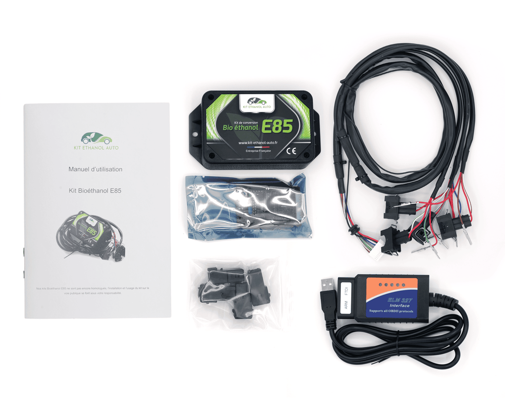 Kit complet de conversion bioéthanol E85 pour moteurs à 2 cylindres avec boîtier et câblage