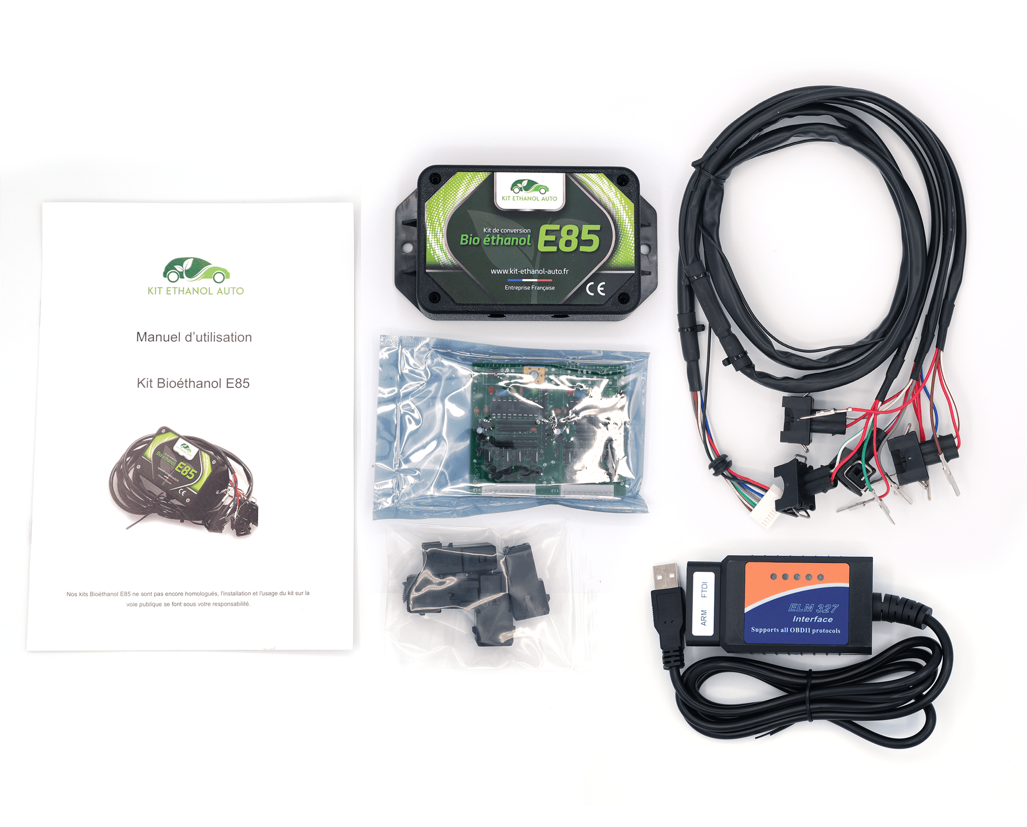 Kit de conversion bioéthanol E85 complet pour véhicules 5 cylindres avec boîtier et câbles