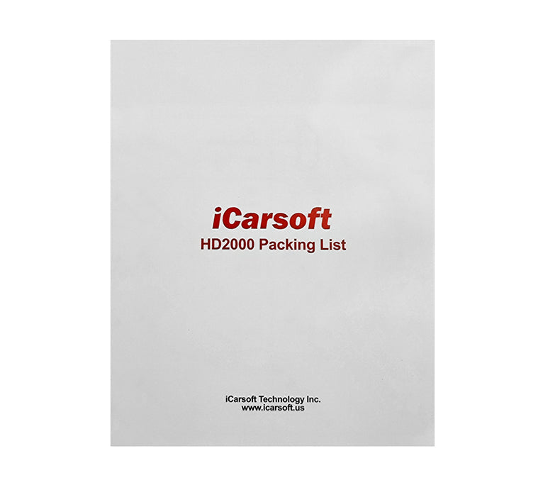 Notice et liste de colisage papier pour la valise diagnostic camion iCarsoft HD2000