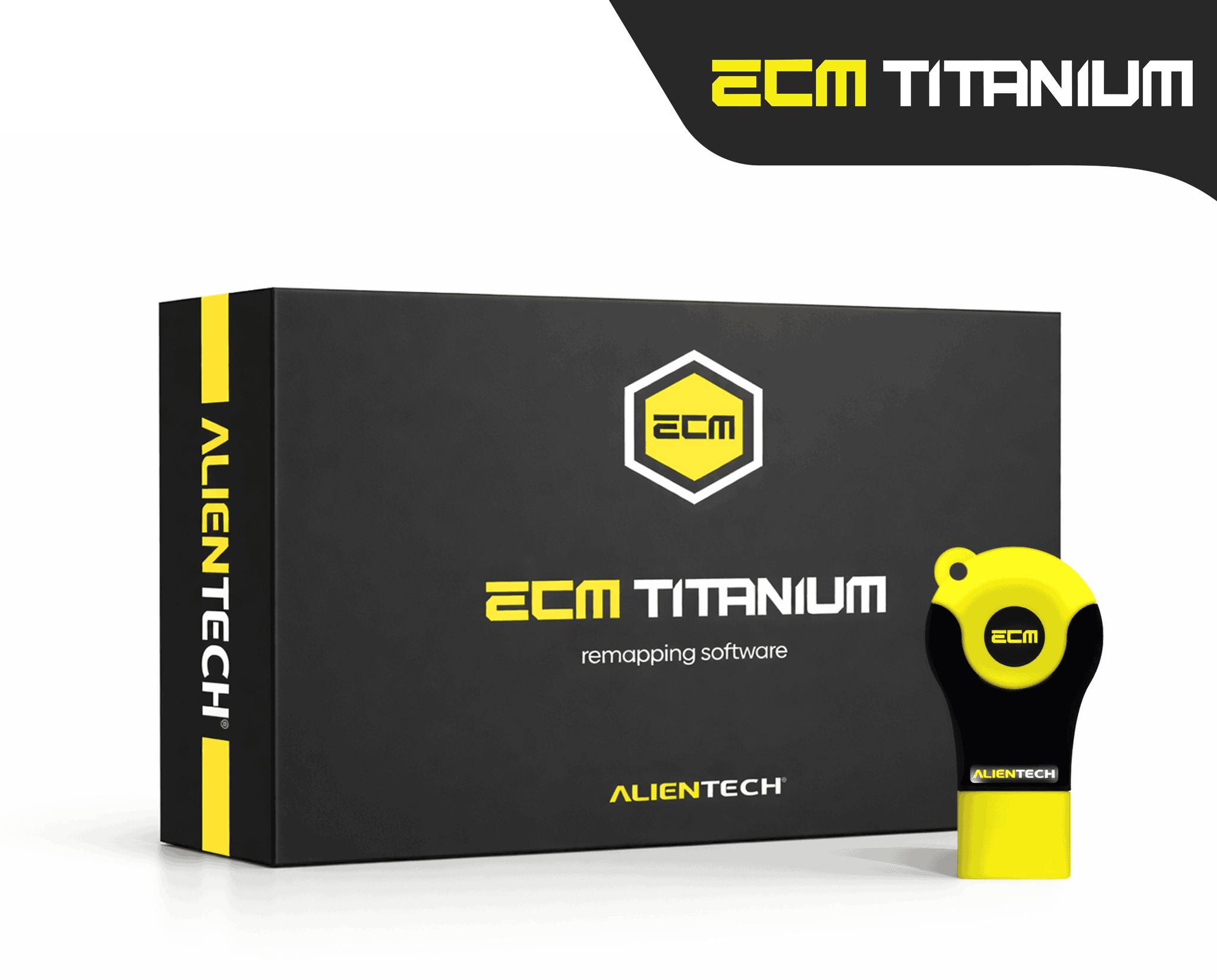 Boitier et clé USB du logiciel de reprogrammation moteur ECM Titanium Alientech