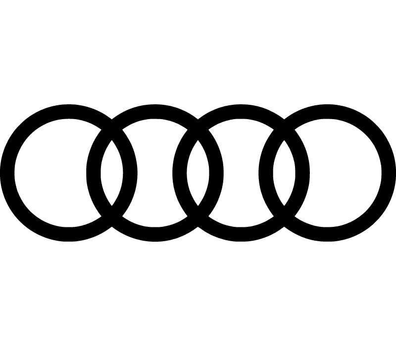 Logo officiel de la marque automobile allemande Audi représenté par ses quatre anneaux