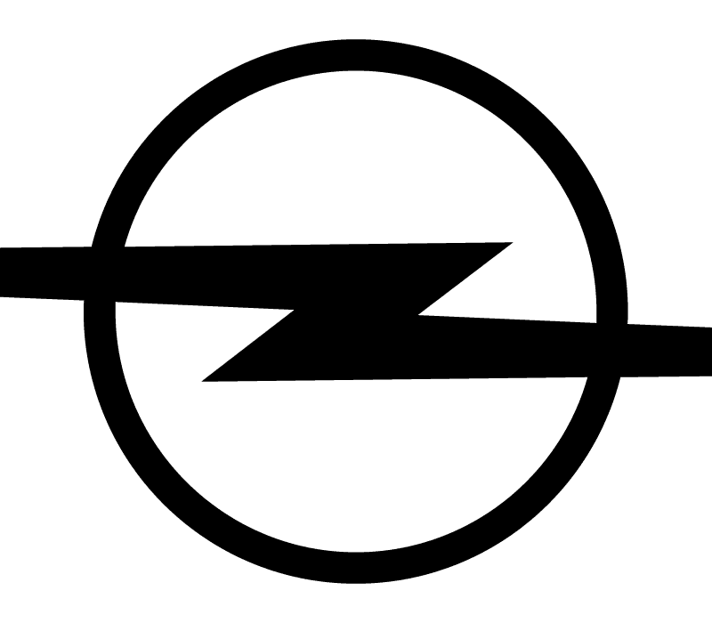 Logo officiel de la marque automobile allemande Opel en noir sur fond blanc