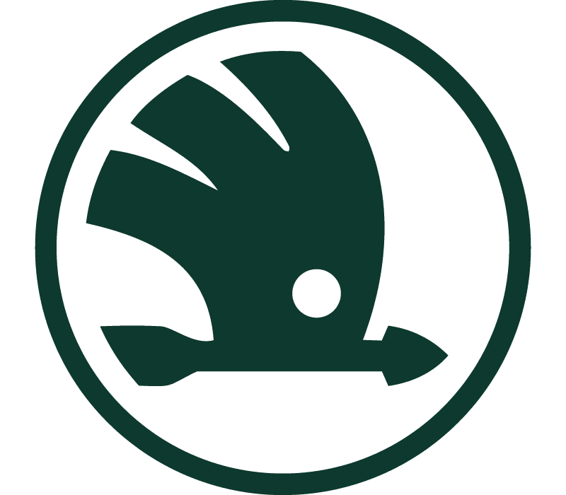 Logo officiel de la marque automobile Skoda de couleur vert foncé