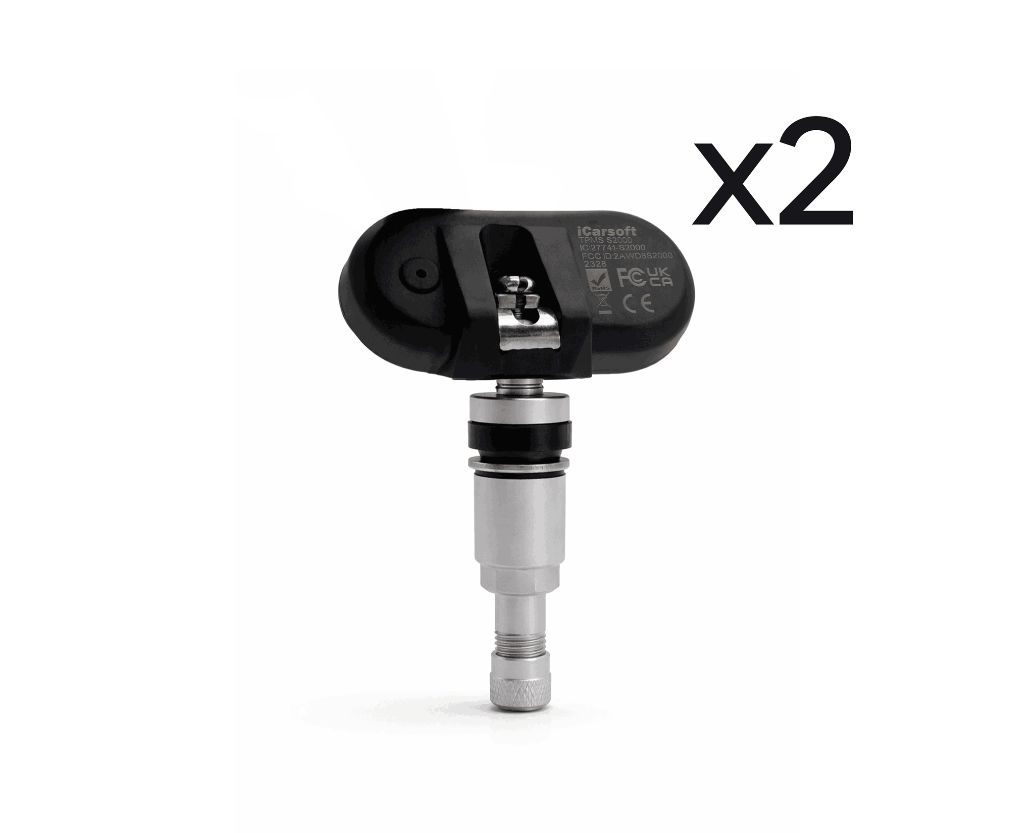 Lot de deux capteurs de pression des pneus iCarsoft TPMS S2000 avec valve metallique