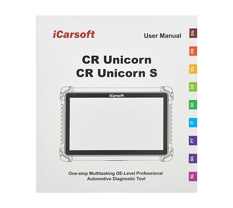 Couverture du manuel d utilisation de la valise de diagnostic iCarsoft CR Unicorn