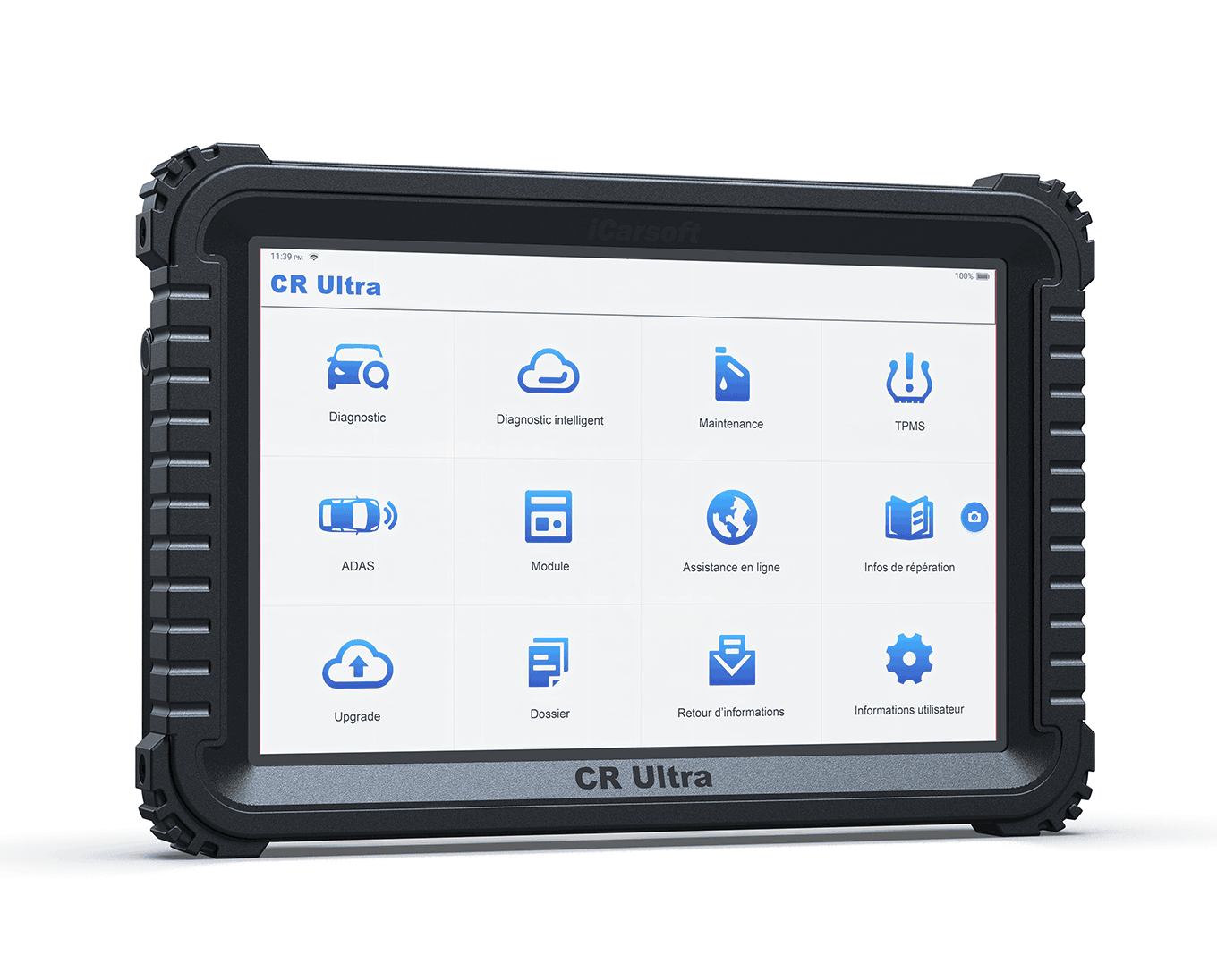 Interface en français de la tablette de diagnostic iCarsoft CR Ultra pour mise à jour